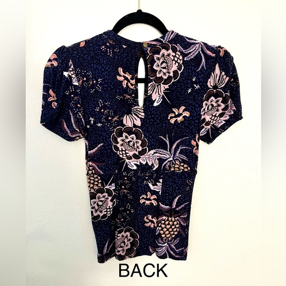 Free People I Hear Me Roar Top Sz XS I Puff Short Sleeve Fitted Floral Blouse - Picture 3 of 7